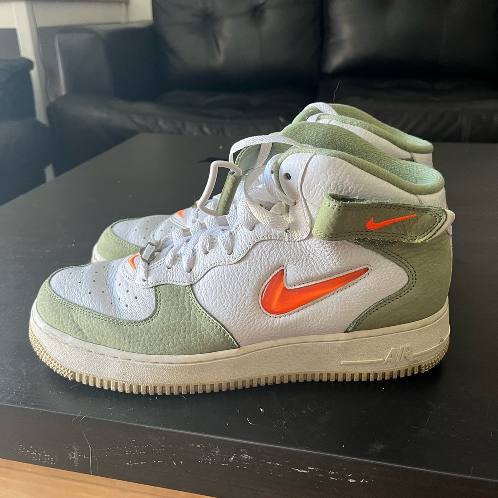 Nike Air Force 1 Sneakers - White, Green, and Orange